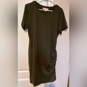 Michael Kors Jersey Knit Asymmetrical Adjustable Dress - Olive Green - XL